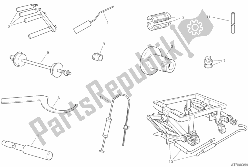 All parts for the Workshop Service Tools (frame) of the Ducati Diavel 1260 2019